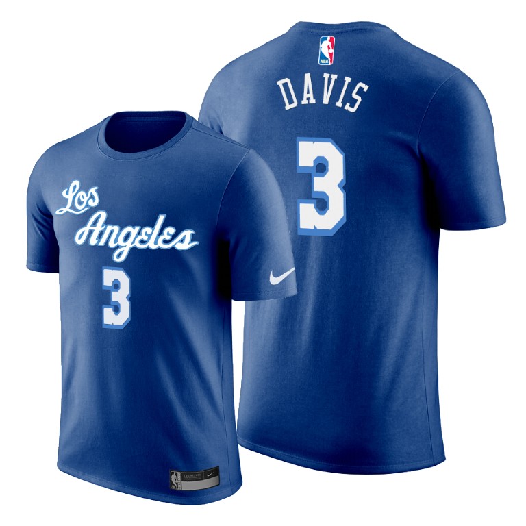 Men's Los Angeles Lakers Anthony Davis #3 NBA Edition Hardwood Classics Blue Basketball T-Shirt SEM8783TC